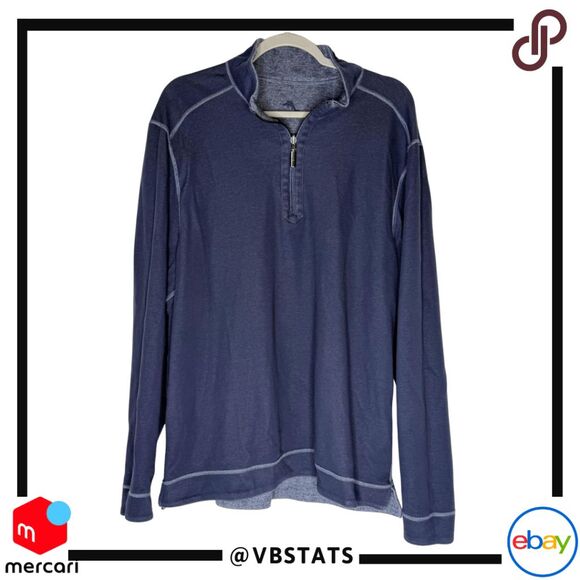 Tommy Bahama Men's Half Zip Reversible Pullover Sweatshirt Blue Gray Size XL - Picture 1 of 9